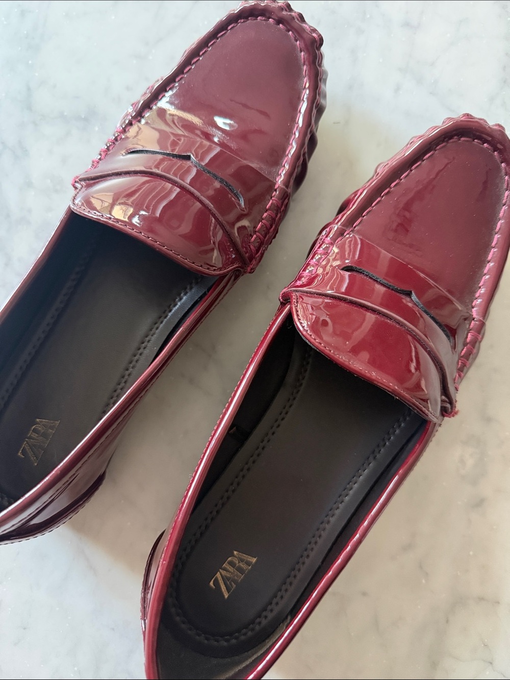 Zara Wine Red Penny Loafers size 39